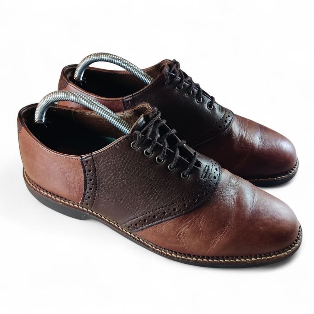 H.S.‎ Trask Saddle Oxfords Men's 9.5 M Brown Leather Plain Toe Dress Shoes